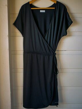 Columbia Black Omni-Freeze Faux Wrap Short Sleeve Dress XXL